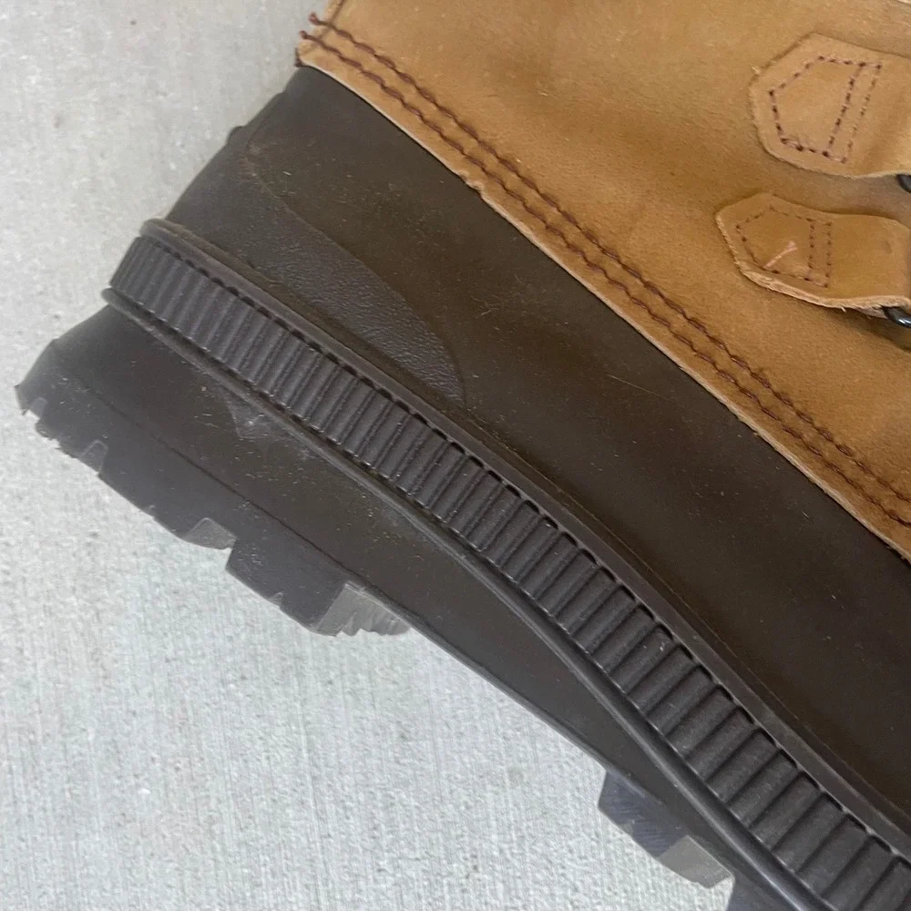 Sorel Badger Boots Winter Snow Duck Womens‎ 10 Tan Black Brown Fleece Lined